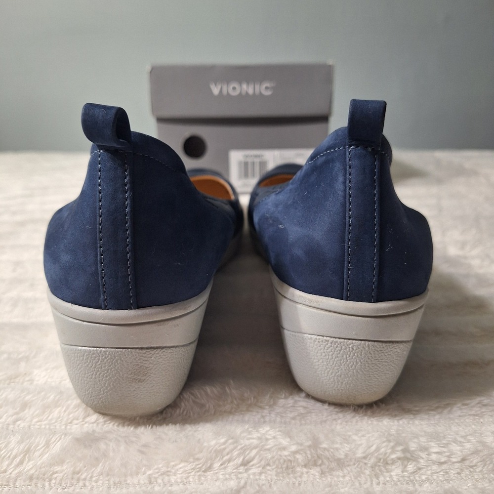 Vionic Jacey Slip-Ons Slip-on Wedge Shoes Womens 8.5 Navy Gray Sole Comfort - Picture 4 of 13